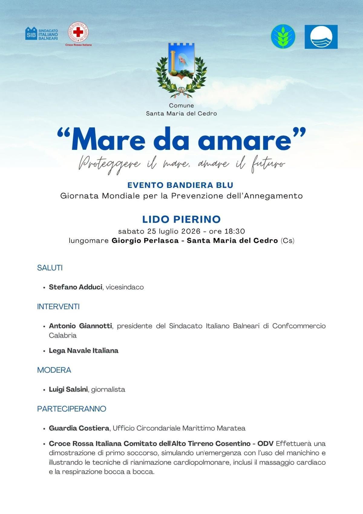 "Mare da amare" - Giornata Mondiale per la Prevenzione dell'Annegamento (Inizio ore 18.30)