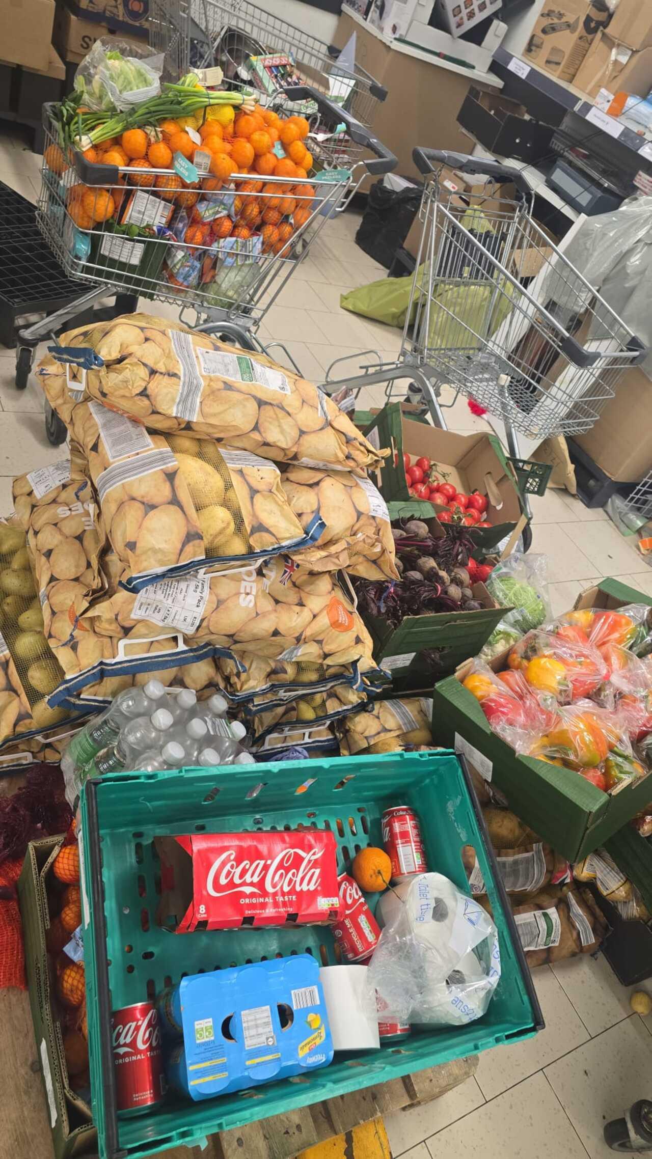 Donated vegetables and fruit