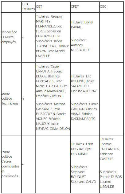 Composition du CSE de Biarritz