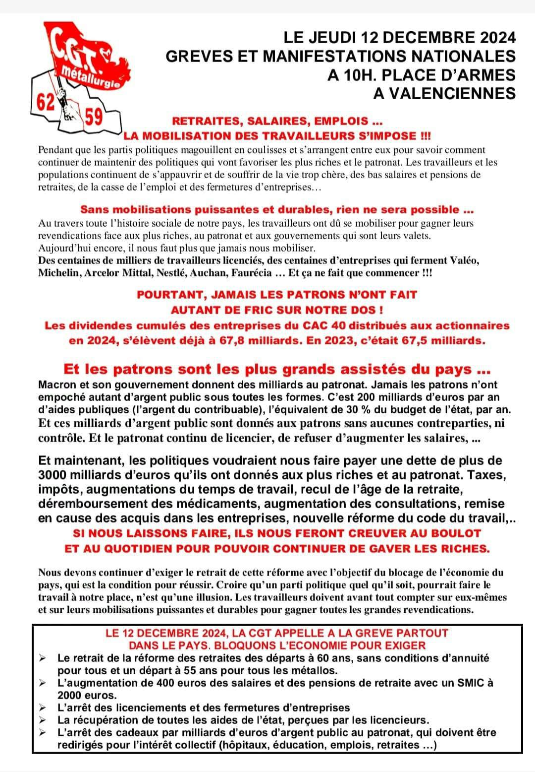 Appelle à la grève du 12 décembre Seclin