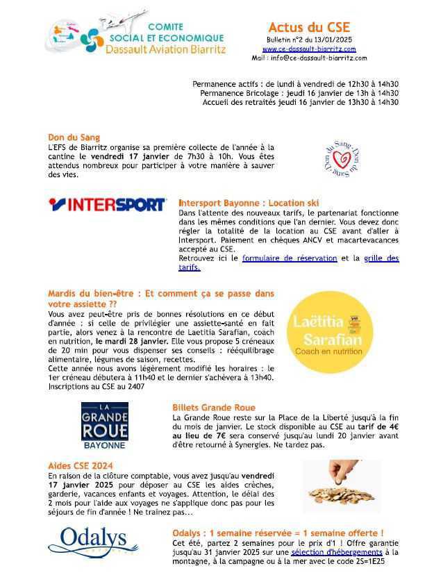 Bulletin n° 2 du 13 janvier 2025