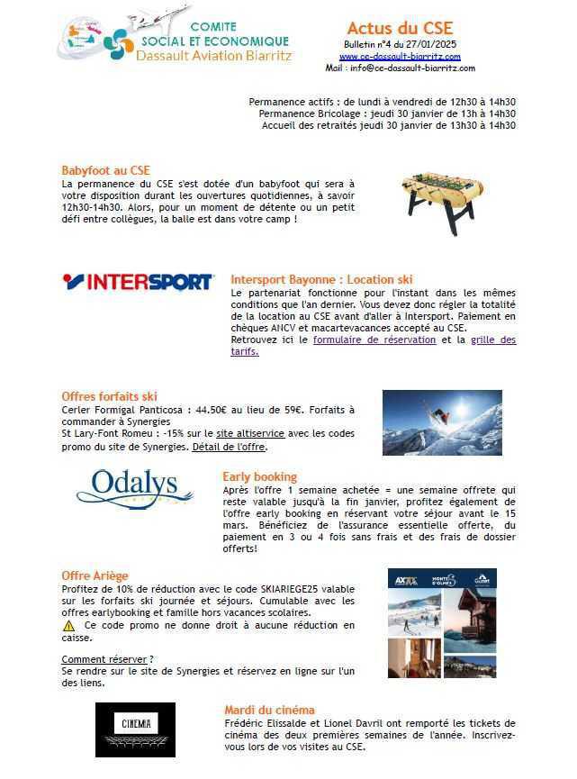 Bulletin n° 4 du 27 janvier 2025