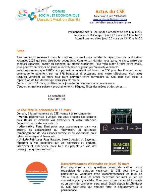 Bulletin n° 12 du 17 mars 2025
