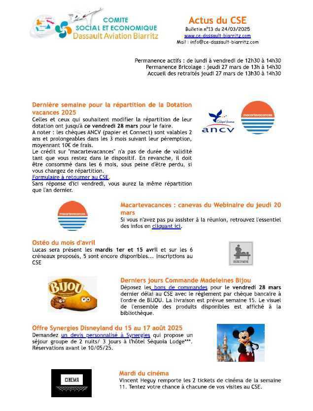 Bulletin n° 13 du 24 mars 2025