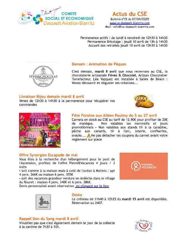 Bulletin n° 15 du 7 avril 2025