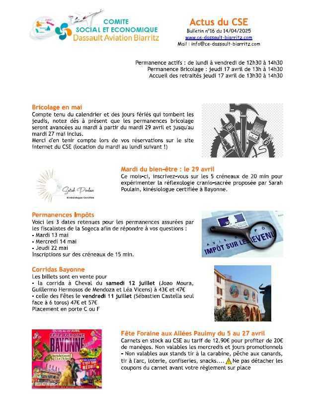 Bulletin n° 16 du 14 avril 2025