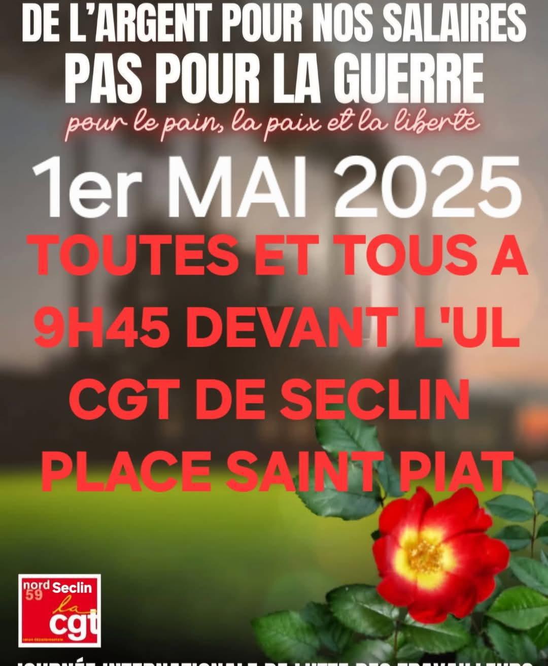 rendez-vous à UL CGT DE SECLIN le 1er Mai 2025
