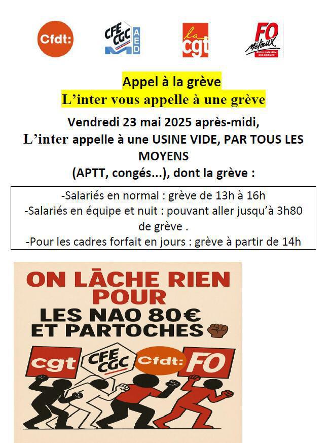 APPEL USINE VIDE VENDREDI 23 MAI 2025