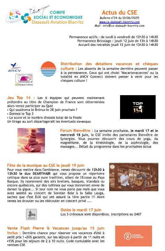 Bulletin n° 24 du 10 juin 2025