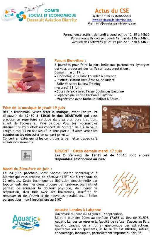 Bulletin n° 25 du 16 juin 2025