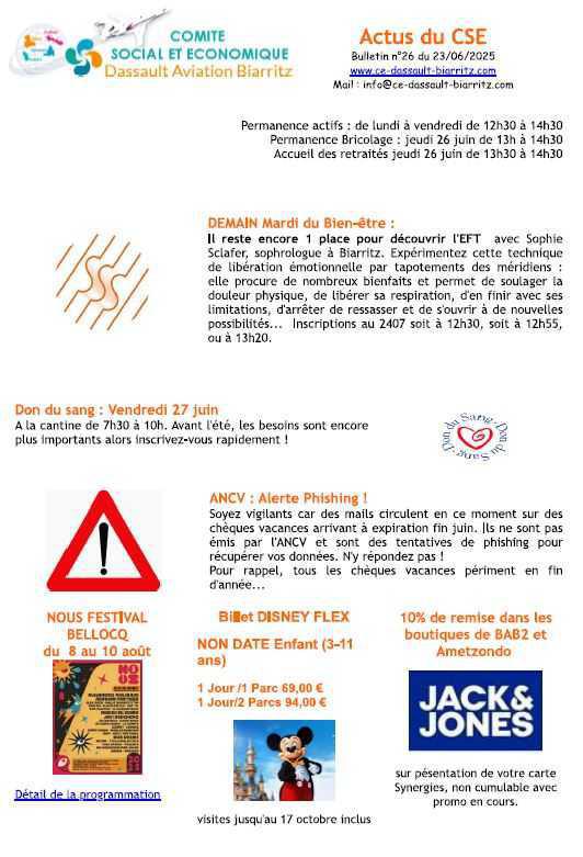 Bulletin n° 26 du 23 juin 2025
