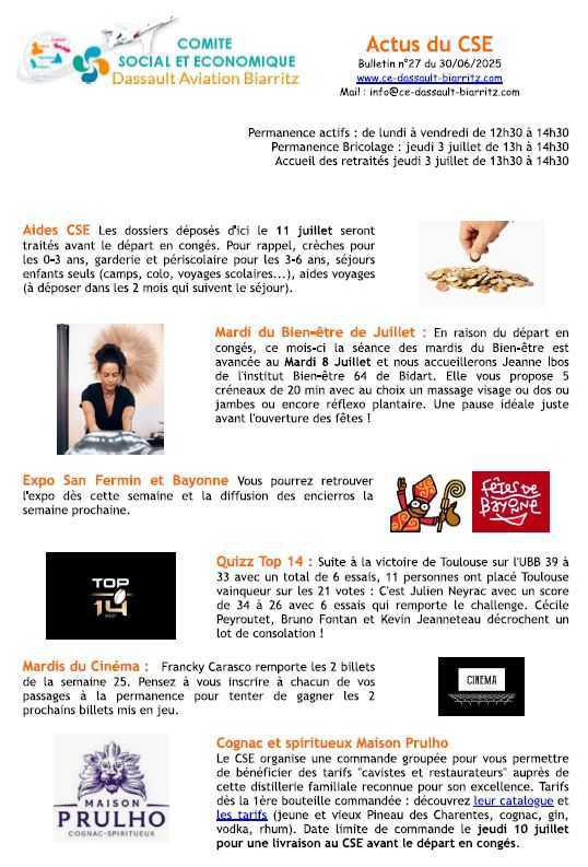 Bulletin n°27 du 30 juin 2025