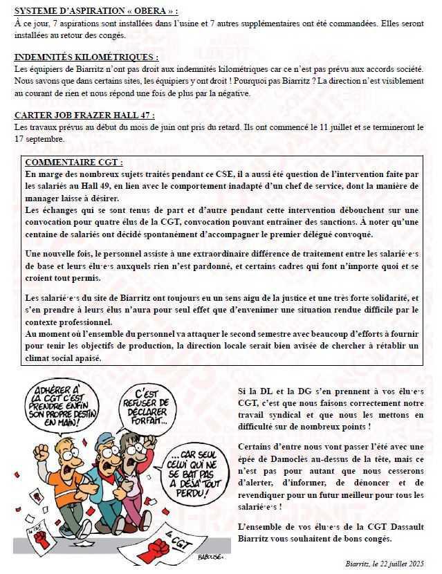 Compte rendu CSE du 15 juillet 2025