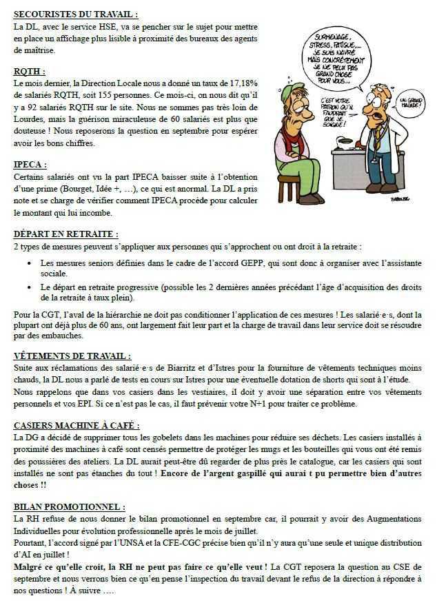 Compte rendu CSE du 15 juillet 2025