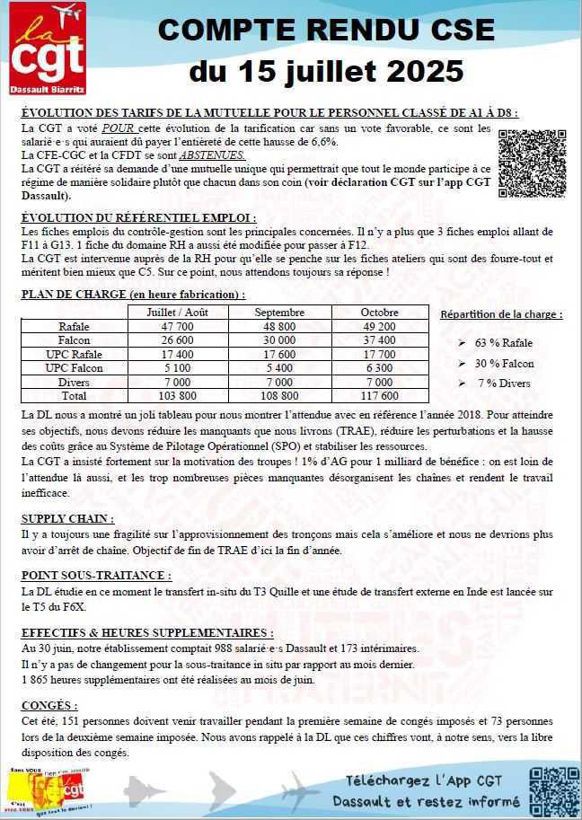 Compte rendu CSE du 15 juillet 2025
