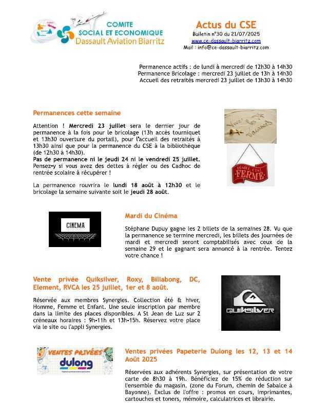 Bulletin n°30 du 21 juillet 2025