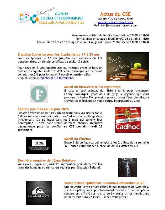Bulletin n°39 du 22 septembre 2025
