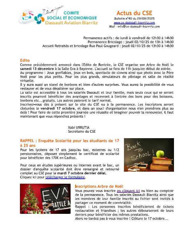 Bulletin n°40 du 29 septembre 2025