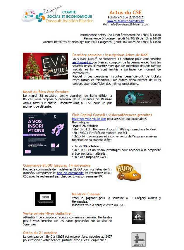 Bulletin n°42 du 13 octobre 2025