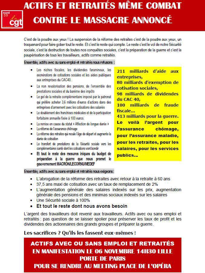 manifestation départemental jeudi 6 novembre