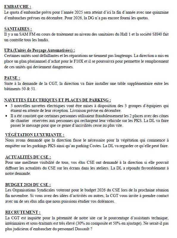 Compte rendu CSE du 4 novembre 2025