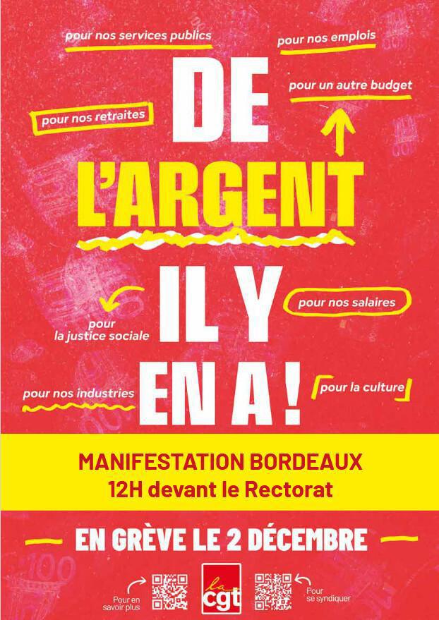 Appel a la grève du 2 Décembre 2025 12h à Bordeaux