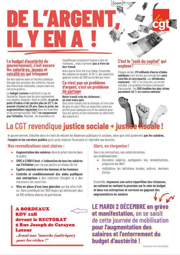 Appel a la grève du 2 Décembre 2025 12h à Bordeaux