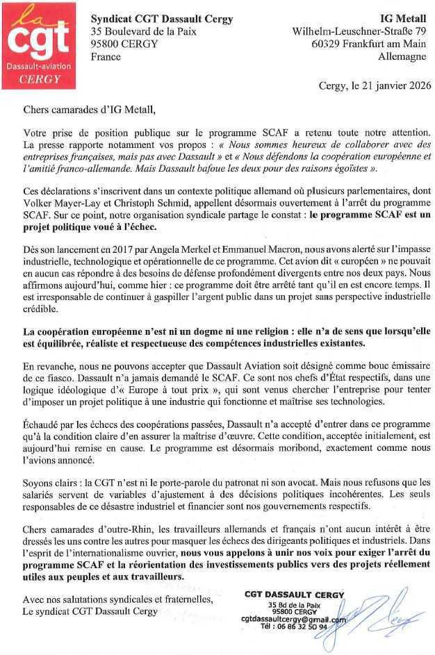 Lettre ouverte IG Metall