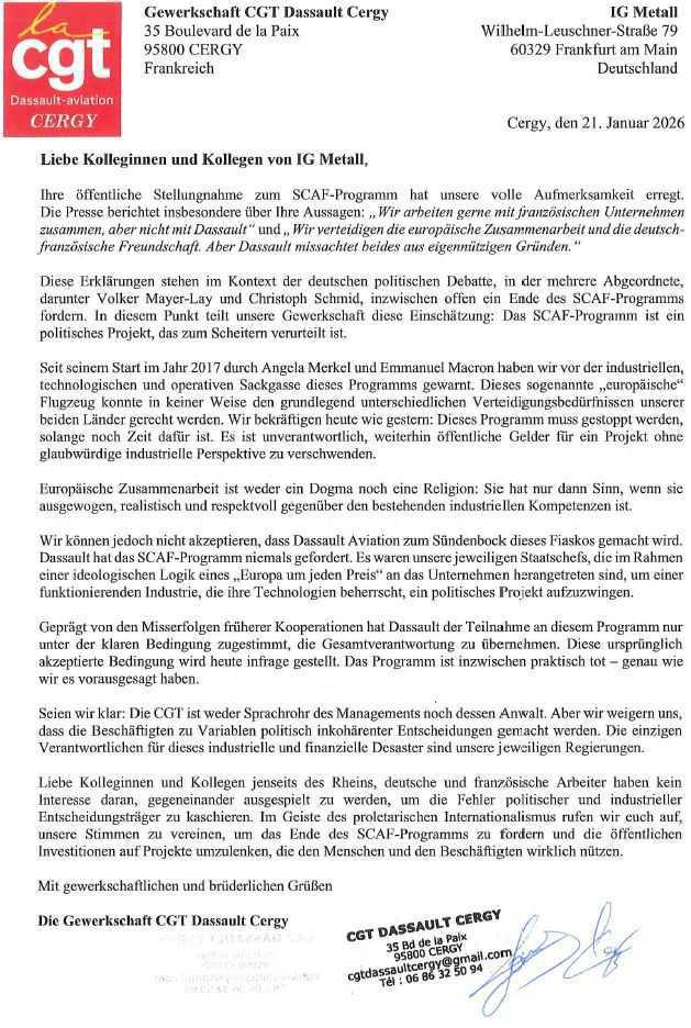Lettre ouverte IG Metall