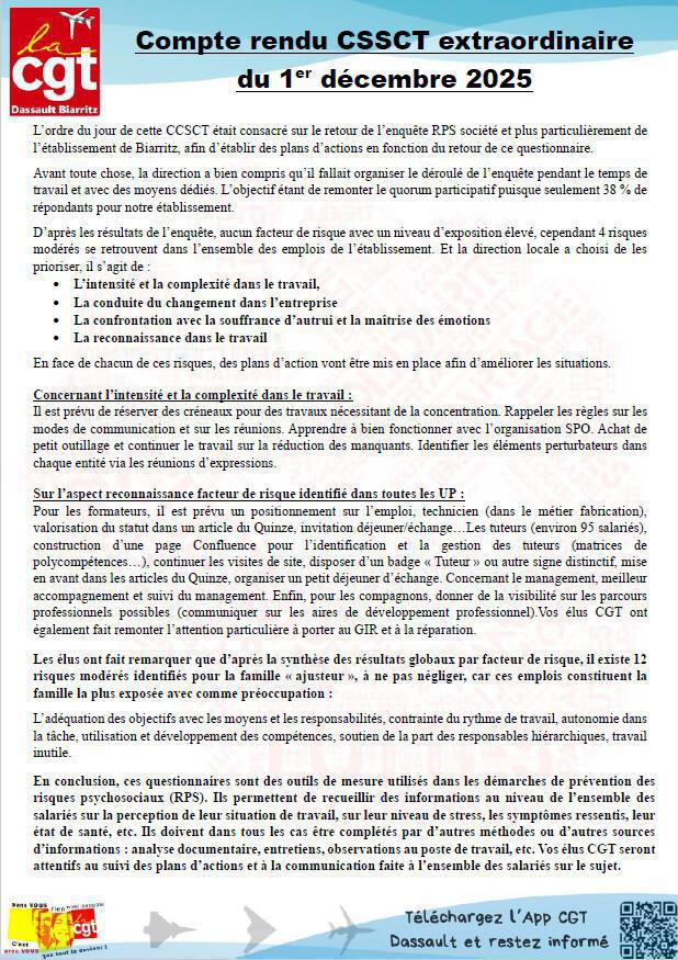Compte rendu CSSCT de décembre 2025