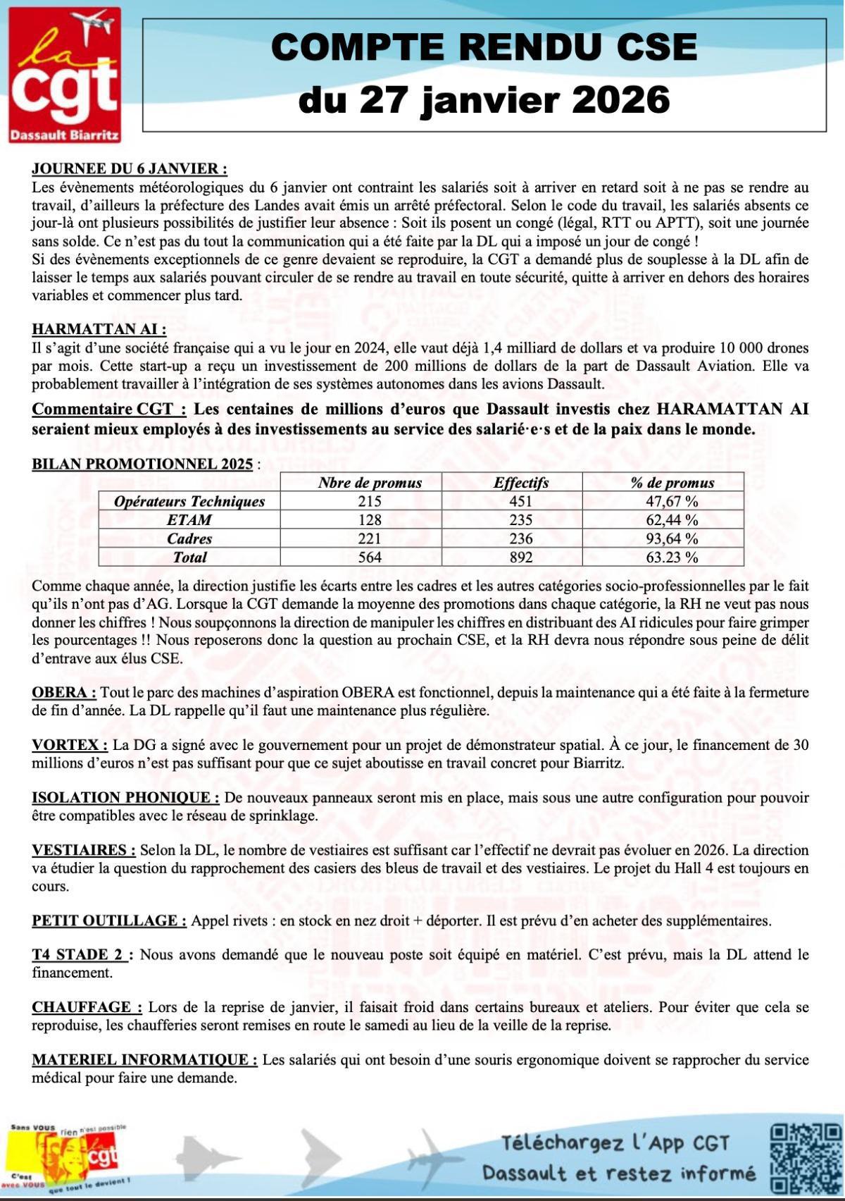 Compte rendu CSE du 27 janvier 2026