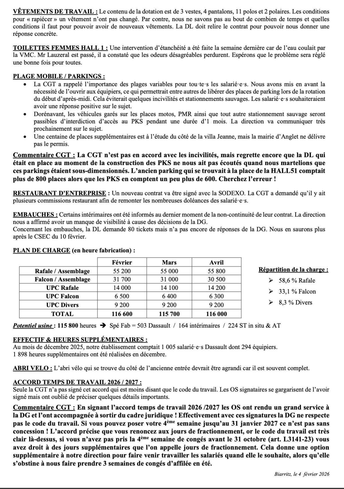 Compte rendu CSE du 27 janvier 2026