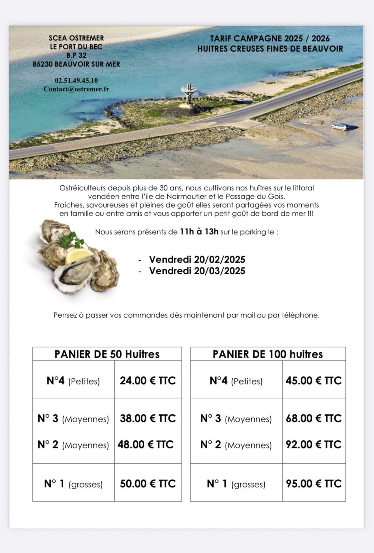 Pensez à commander vos huîtres.