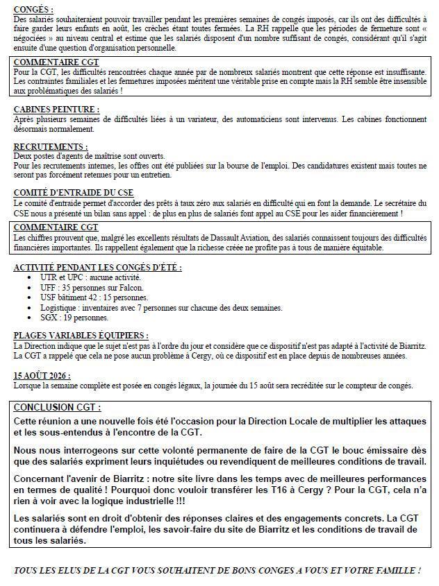 Compte rendu CSE du 21 juillet 2026