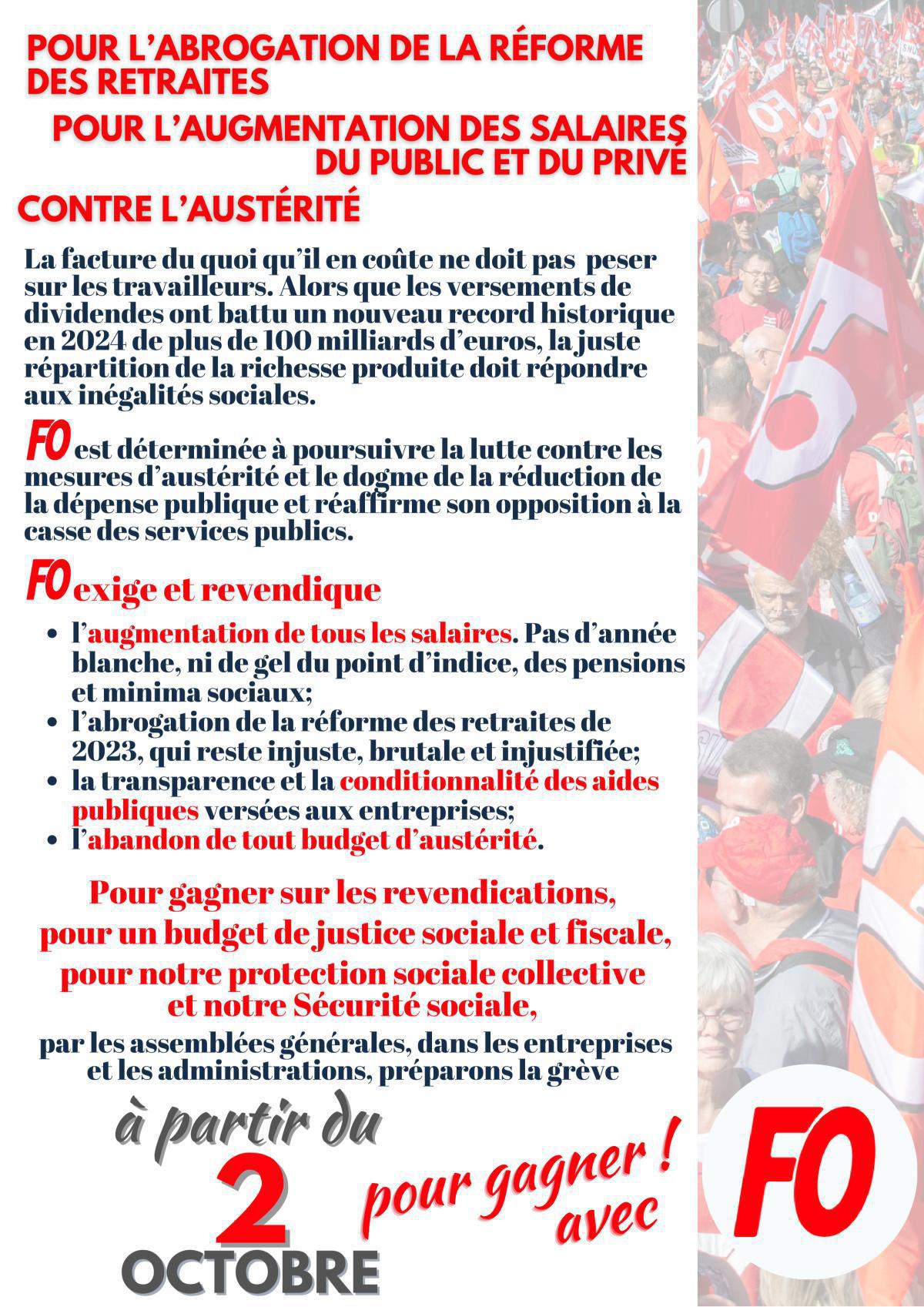 Grève Intersyndicale du 2 Octobre Grève Intersyndicale du 2 Octobre