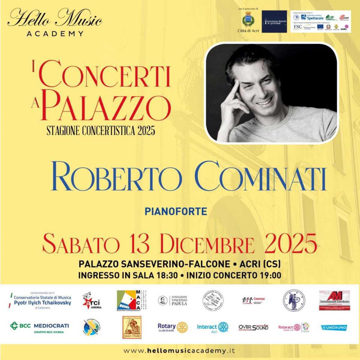 I Concerti a Palazzo - Roberto Cominati pianoforte - Stagione Concertistica 2025 (ingresso in sala ore 18:30)