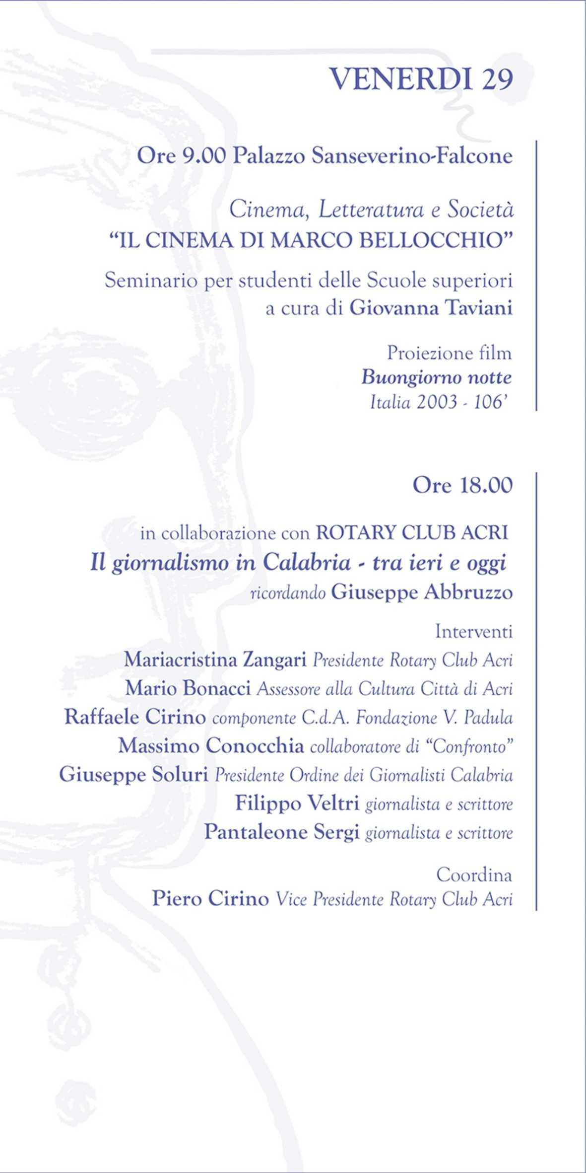 II giornalismo in Calabria - tra ieri e oggi ricordando Giuseppe Abbruzzo (inizio ore 18.00)