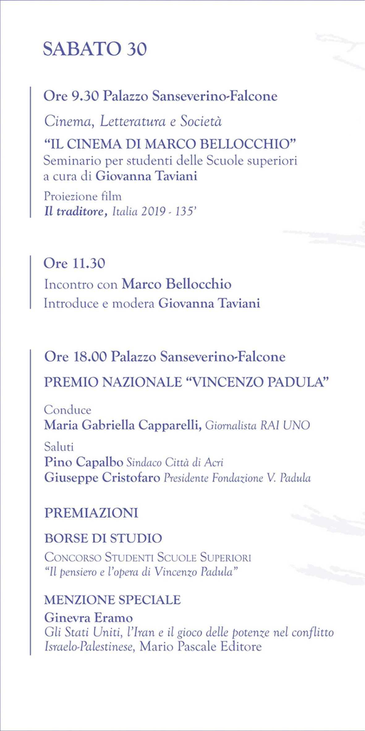 Premio Nazionale V. Padula (inizio ore 18.00)