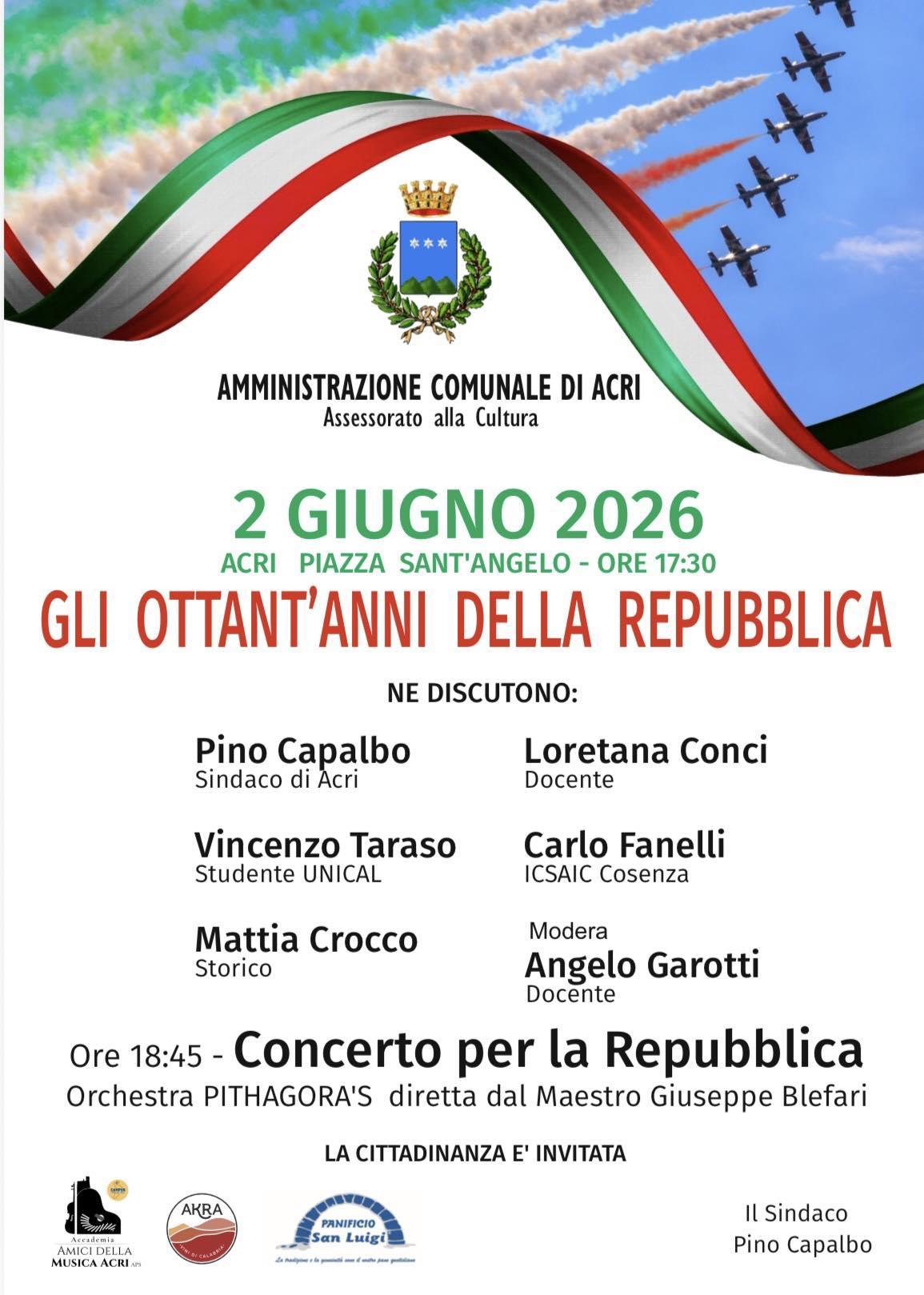 Gli Ottant'anni Della Repubblica (Inizio ore 17.30)