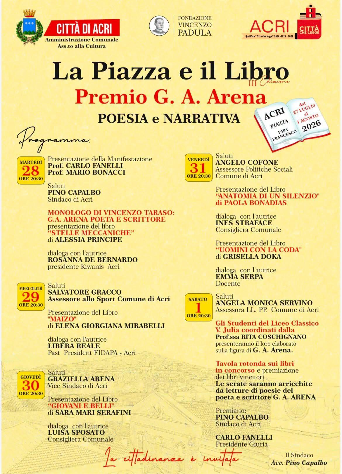 Tavola rotonda sui libri in concorso e premiazione dei libri vincitori (inizio ore 20.30)