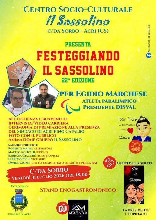 Festeggiando il Sassolino (inizio ore 18.00)