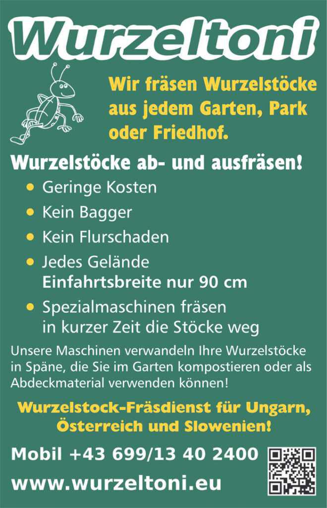 Wurzelstock-Fräsdienst für Ungarn, Österreich und Slowenien!