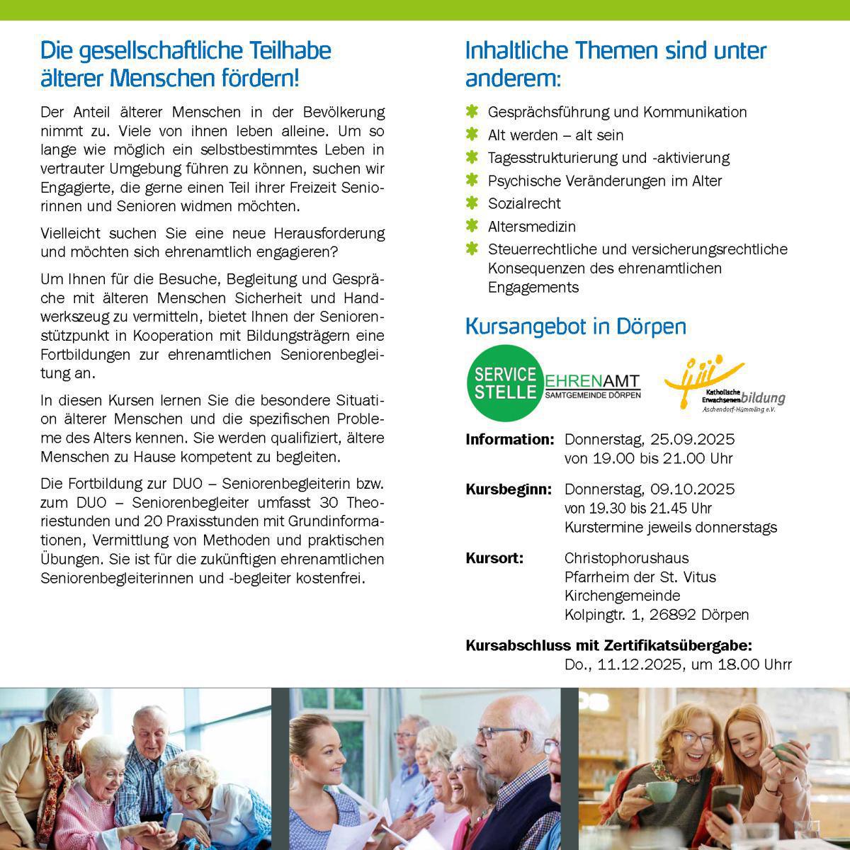 DUO-Seniorenbegleiter-Kurs in Dörpen: Informationsabend am 25.09.2025