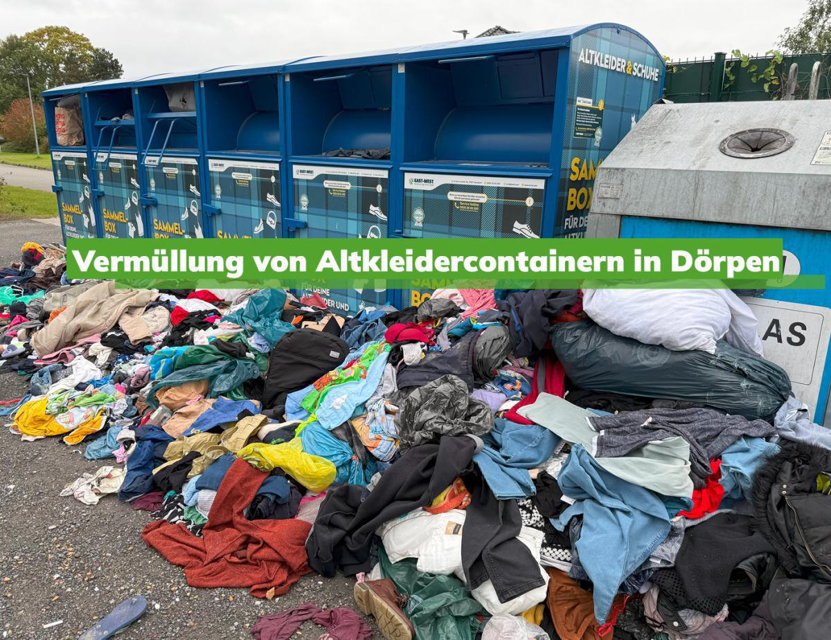 Vermüllung von Altkleidercontainern in Dörpen