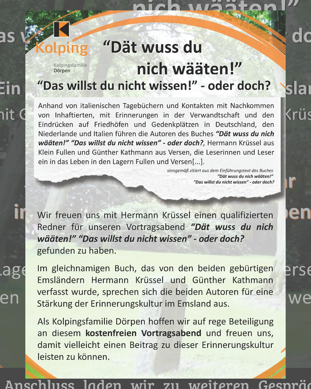 "Dät wuss du nich wääten" - Kolpingfamilie Dörpen lädt zu Vortragsabend ein