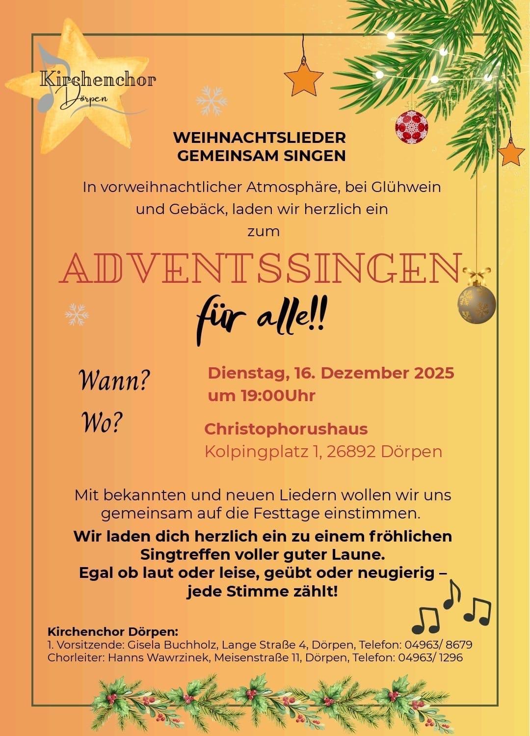 Kirchenchor Dörpen: Adventssingen für alle