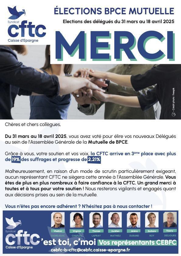 Elections mutuelles : Vos représentants vous disent un grand MERCI !