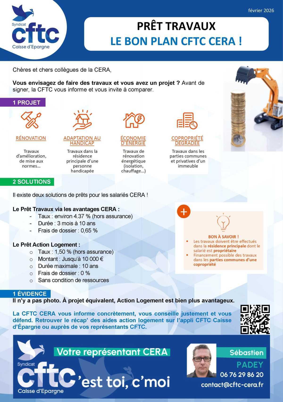 PRET TRAVAUX, BON PLAN CFTC CERA