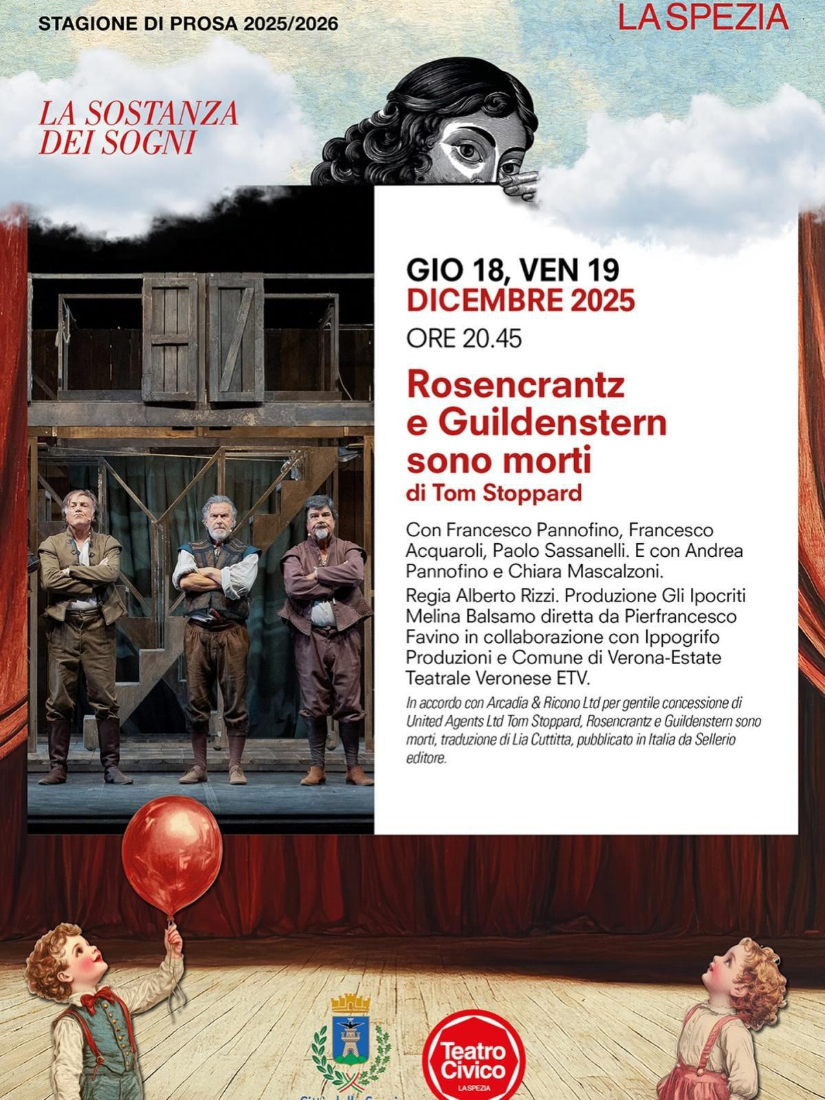 ROSENCRANTZ E GUILDENSTERN SONO MORTI uno spettacolo di Tom Stoppard (start h. 20.45) ROSENCRANTZ E GUILDENSTERN SONO MORTI uno spettacolo di Tom Stoppard (start h. 20.45)