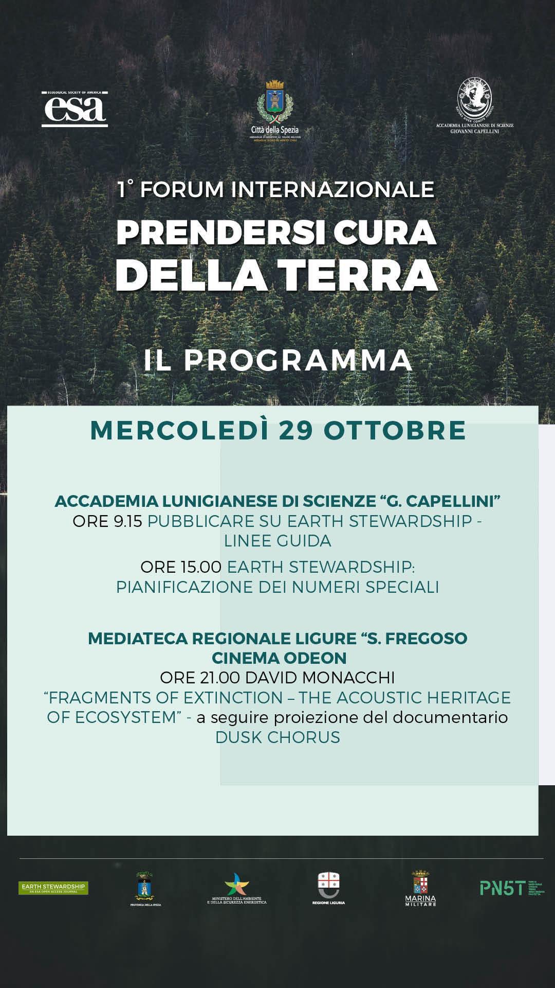1° Forum Internazionale Prendersi cura della Terra (dalle ore 9.15)